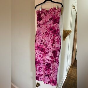 Monique Lhuillier strapless faille long dress